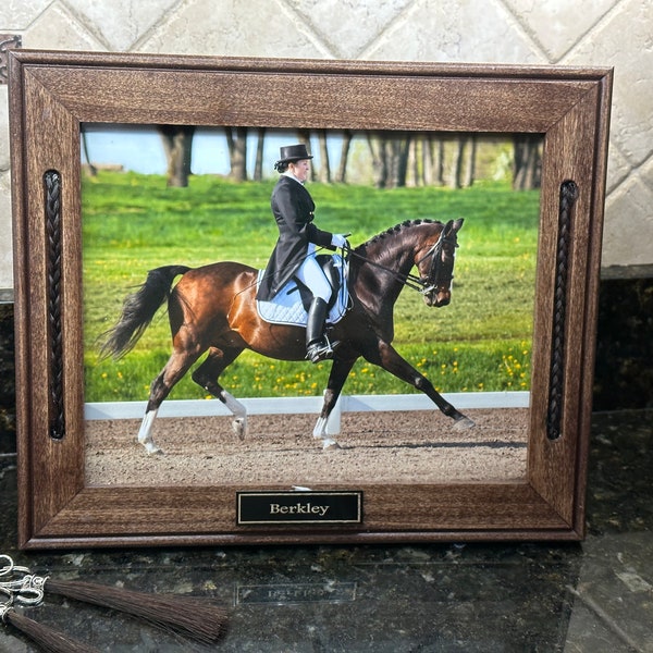 HÄSTHÅR Massivt trä Rama in håret flätat och sätt in i kanalerna Pet Memorial