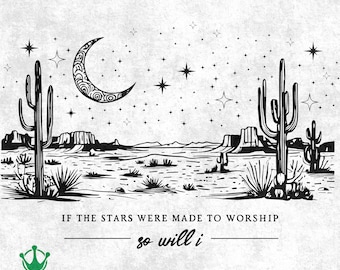 Western Desert Bible Verse SVG PNG: Stars Worship Quote (Digital Download)