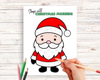 Sleeps Until Santa Countdown Coloring Activity for Christmas | Coloring Advent Printable | US Letter, A4, 11 x 14 inches | Digital Download