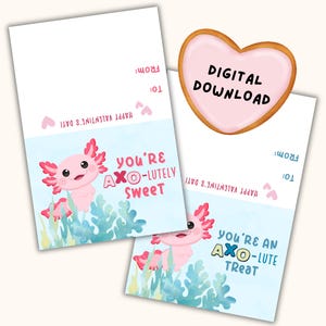 Axolotl Valentine, Valentine for Class, Valentines for preschool, Preschool Valentines Gift, Valentine Gift Tags, Valentine Printable