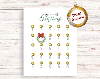 Printable Christmas Advent Calendar for Kids | Cute Countdown Craft to Help Families Track the Days Until Christmas | Digital Download