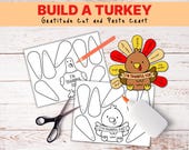 Build a Turkey Gratitude Activity, Thanksgiving Printable Craft for Kids, Thanksgiving Cut and Paste Craft, I Am Thankful For Printable