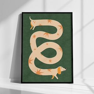 Dachshund Art, Funny Dog Print, Sausage Dog Illustration, Kids Room Poster, Nursery Room Decor, Quirky Wall Art, Dog Lover Gift