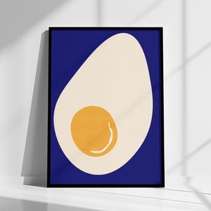 Egg Poster, Minimalist Egg Art, Egg Wall Art, Colorful Wall Art, Fried Egg Illustration, Printable Art, Colorful Food Art Prints, Quirky Art