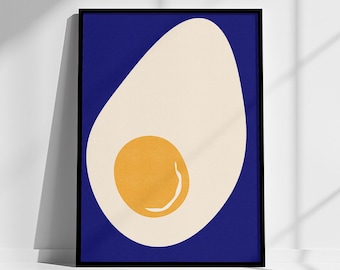 Egg Poster, Minimalist Egg Art, Egg Wall Art, Colorful Wall Art, Fried Egg Illustration, Printable Art, Colorful Food Art Prints, Quirky Art