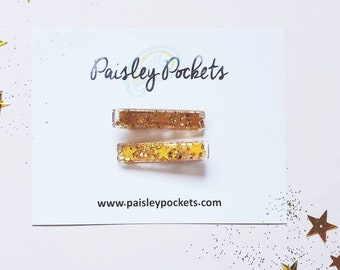 Lentejuelas de Estrellas Doradas / Resina / Acrílico / Brillo / Pinza para el Cabello /