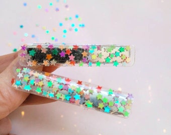 Confetti Stars | Resin | Acrylic | Glitter | Hair Clip |