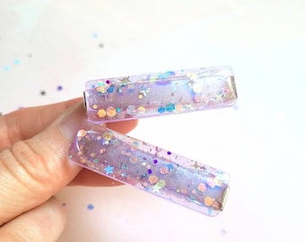 Purple Pixie Dust | Resin | Acrylic | Glitter | Hair Clip |