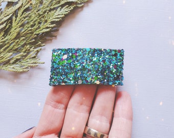 Winter Wonderland Blue Chunky Glitter Snap Clip para el cabello