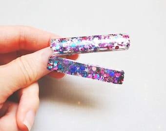 Estrellas de polvo cósmico / Resina / Acrílico / Purpurina / Pinza para el cabello /