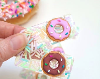 Donuts with sprinkles hair clip | resin | glitter | alligator clip