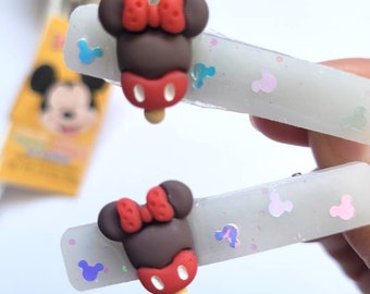 Pop de helado inspirado en Minnie / Resina / Pinza para el cabello