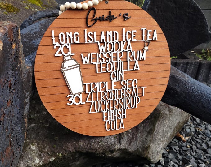 Personalisierbares Cocktail-Rezept-Schild aus Holz – Deko für deine Hausbar
