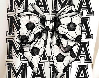 Distressed Soccer Mama PNG, Preppy Sport Mom Shirt, Coquette Game Day Design, Black White Athletic, Retro Mama Sublimation, Digital Download