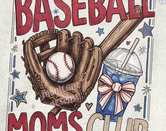 Baseball Mom Shirt Game Day PNG, Funny Baseball Mom Club, Iced Coffee Baseball Design, Sports Mom Gift, Vintage Baseball Tee Digital Downloa