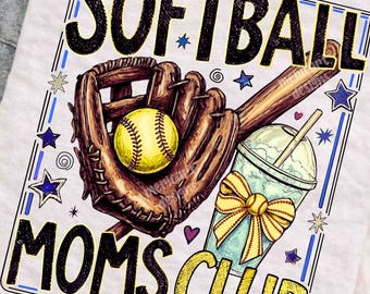 Softball Mom PNG | Preppy Game Day Shirt Design, Hand Drawn Sport Sublimation (Digital Download)