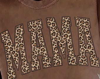 Mama Leopard Png, Varsity Mama T-Shirt, Trendy Mama Graphic Tee, Retro Mom Shirt, Mother’s Day Gift ( Digital Download )