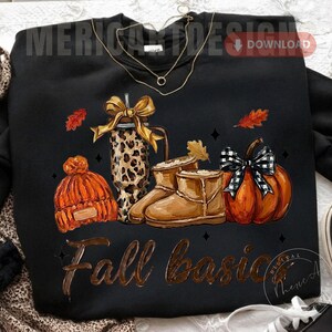 Striped Fall Basics PNG, Just a Girl Who loves fall Shirt Design, Autumn tee Graphic, Cute Pumpkin, Leopard print png, Dtf transfer shirt image 10