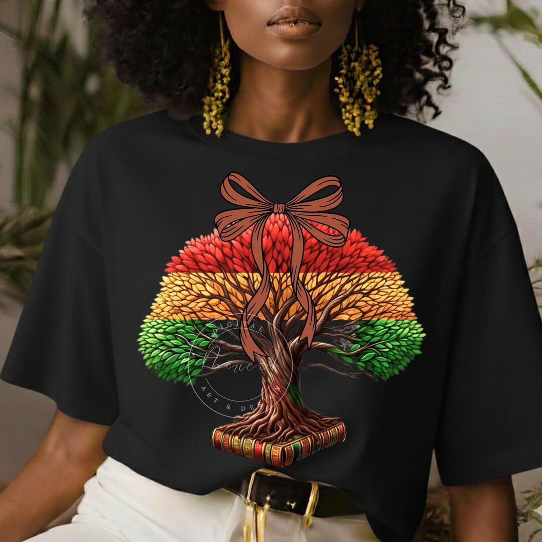Coquette Bow BHM Tree Png, Melanin Queen Black History Month Design ...