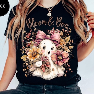 Coquette Boo Ghost PNG, Floral Pinky Ghost, Retro Halloween Sublimation, Trendy Girly Boo Design, Fall Shirt Graphic, DTF, Digital Download image 6