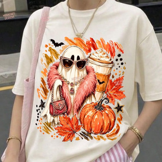 Coquette Ghost PNG, Glam Ghost PNG, Boujee Ghost Png, Girly Ghost Png, Pumpkin Spice Ghost, Halloween Sublimation PNG, Trendy Shirt Design
