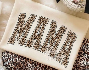 Mama Leopard Print PNG, Retro Mama Sublimation Design, Varsity Style Mama Shirt Design, Trendy Mother's Day PNG, Distressed Mom Life Digital