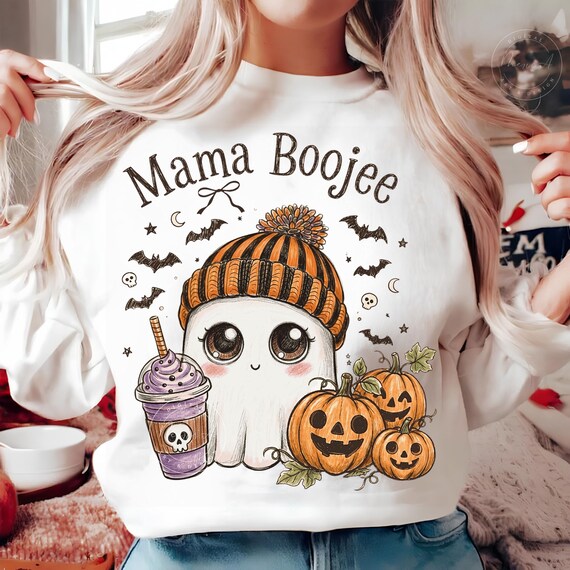 Mama Boojee Ghost PNG, Cute Ghost PNG, Halloween Ghost, Pumpkin Ghost Png, Spooky Cute Png, Ghost Coffee, Fall Sublimation Design, DTF Png