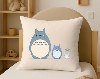 Totoro Pillow, Anime Home Decor, Cute Cartoon Couch Cushion, Nursery Room Decoration, Cozy Square Throw Pillow