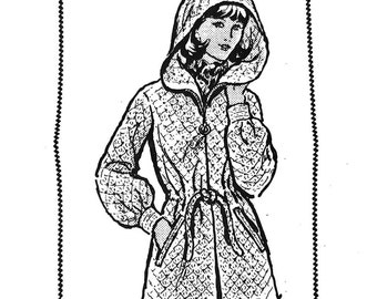 Crochet Hooded Jacket PDF Pattern Vintage Design 7081