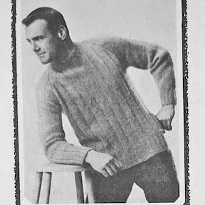 Man&#39;s Ribbed Mohair Pullover Knitting Vintage PDF