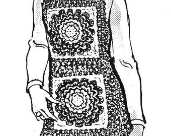 Granny Square Crochet Tunic PDF Pattern Vintage Design 758