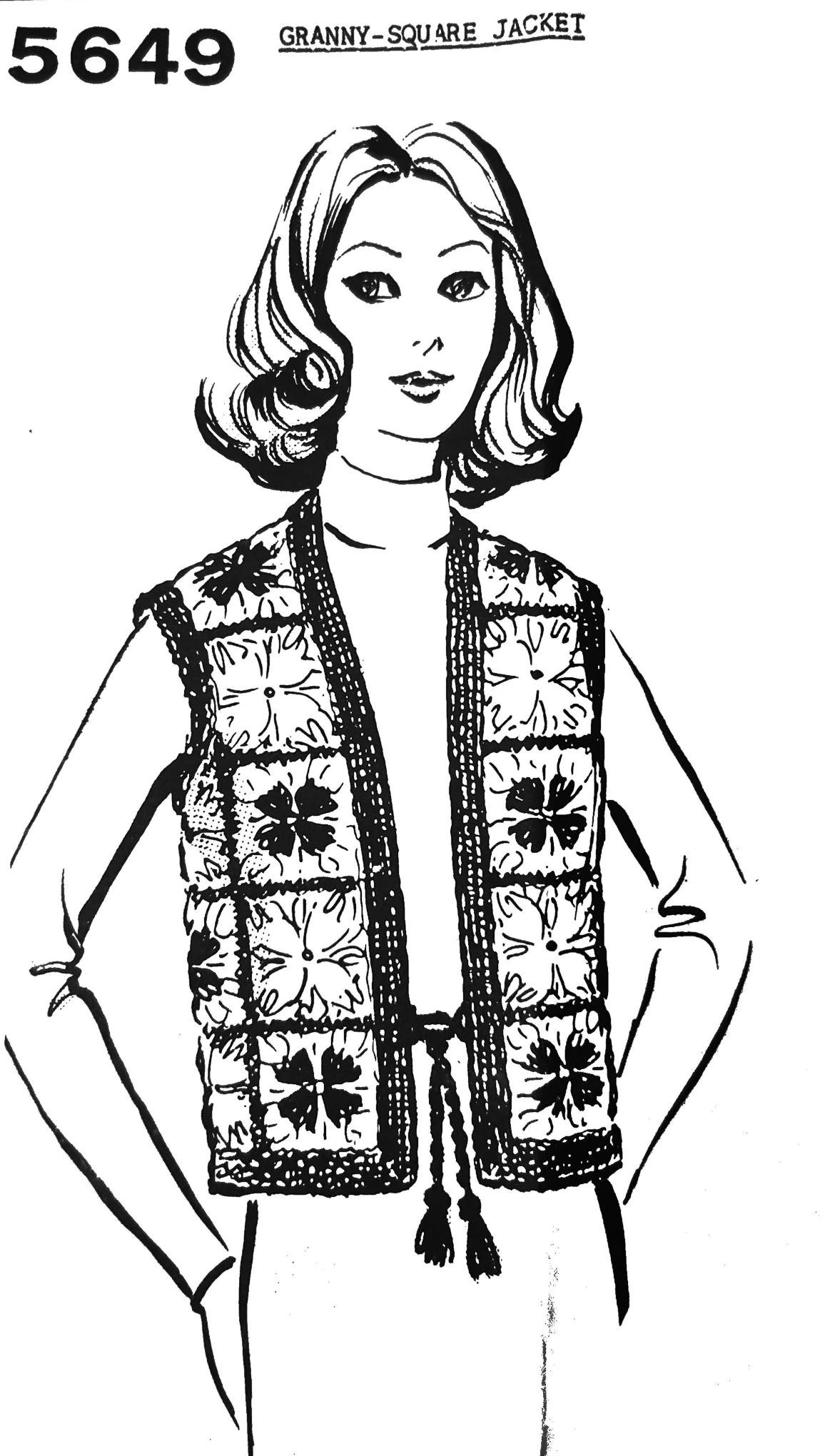39 Granny Square Vest Crochet Patterns for Retro Layers, Boho Vests, and Handmade Gifts 12 Granny Square Vest Crochet Vintage Pattern 5649