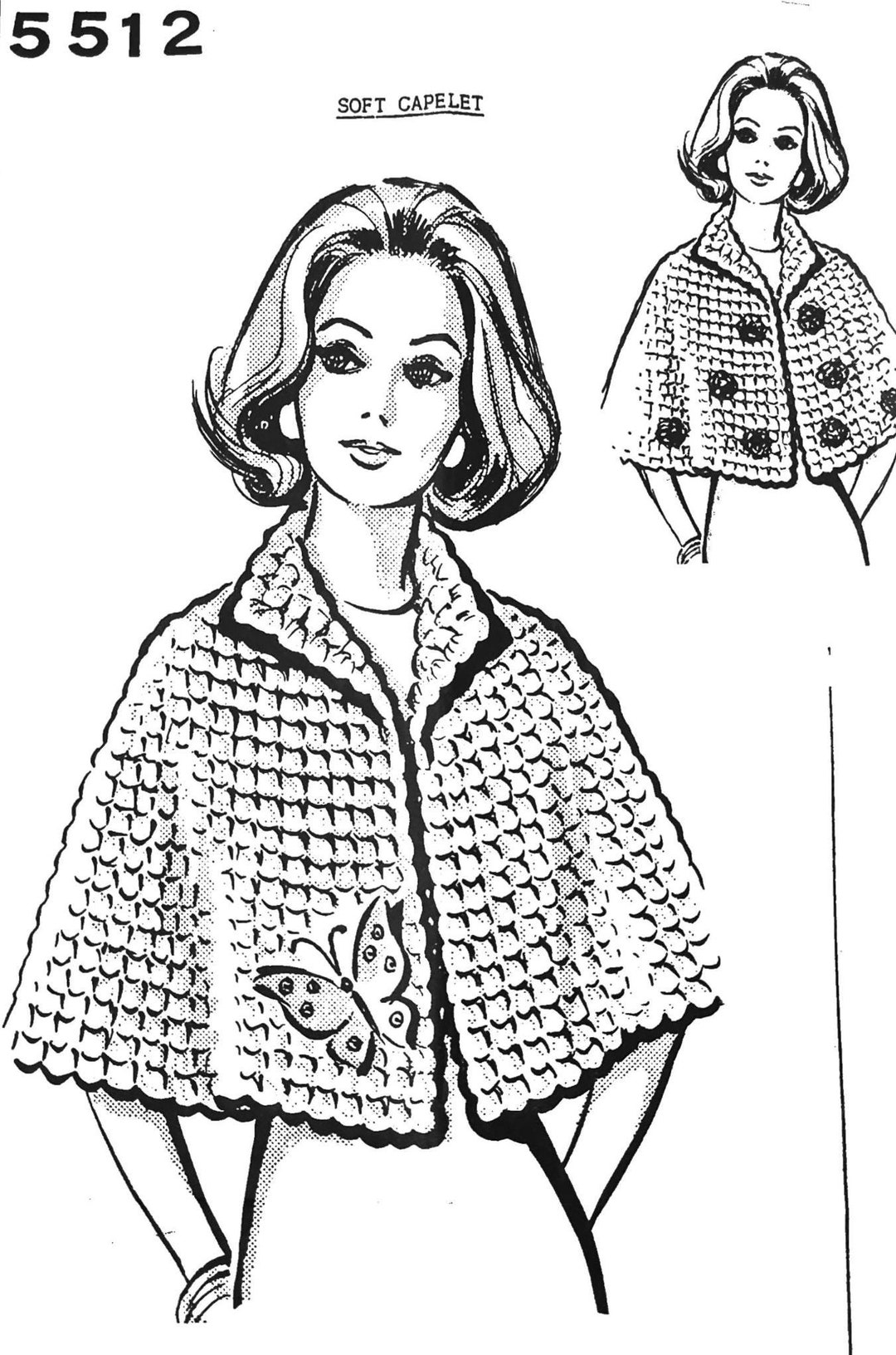 Soft Shell Stitch Capelet Vintage PDF Pattern 5512 - Etsy