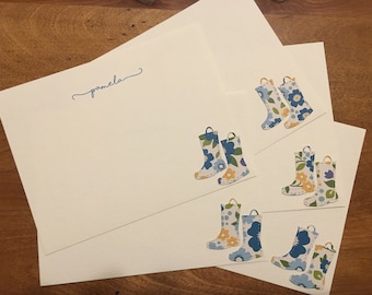 Personalized rain boot notecards