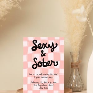 Sober birthday party invitation, Sober birthday invite, One year soberversary card, Soberversary Invite, Sober party, Five years sober