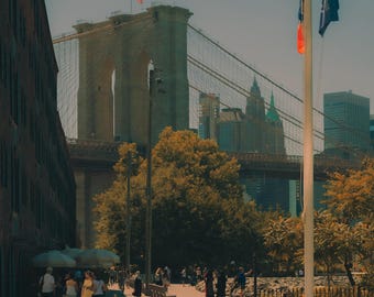 Vintage esthetische print Brooklyn Bridge – Muurkunst stad New York