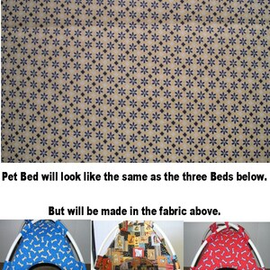 Pup Tent Style Pet Bed for Small Animals Yellow Circles with Blue Flowers Cotton Fabric Small (up to 12lbs.) ~ Handmade