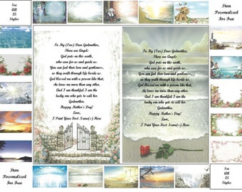 Mother's Day Personalized Gifts ~ Personalized Poems for that Special Godmother ~ 20+ Print Styles available