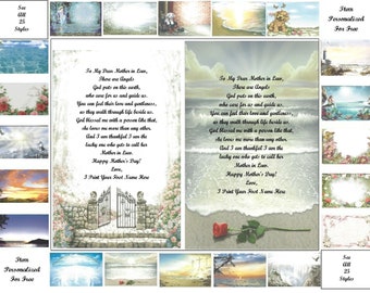 Mother's Day Personalized Gifts ~ Personalized Poems for that Special Mother in Law ~ 20+ Print Styles available