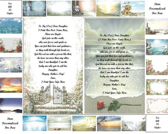 Mother's Day Personalized Gifts ~ Personalized Poems for that Special Daughter ~ 20+ Print Styles available