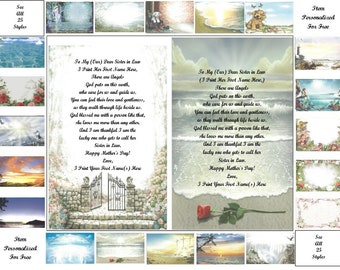 Mother's Day Personalized Gifts ~ Personalized Poems for that Special Sister in Law ~ 20+ Print Styles available