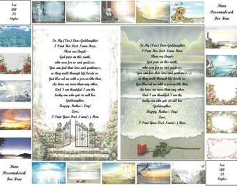 Mother's Day Personalized Gifts ~ Personalized Poems for that Special Goddaughter ~ 20+ Print Styles available