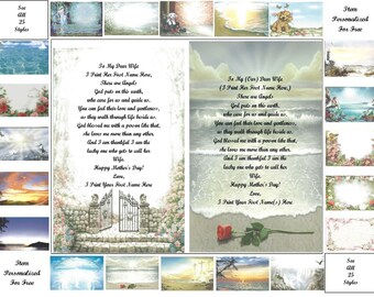 Mother's Day Personalized Gifts ~ Personalized Poems for that Special Wife ~ 20+ Print Styles available