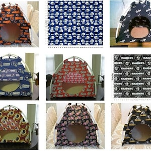 Large Handmade NFL Football Sport Teams Pup Tent Pet Bed For Small Animals up to 20 lbs. image 1