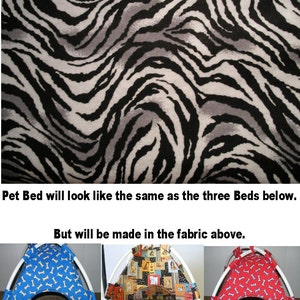 Cama estilo tienda de campaña para mascotas para animales pequeños, tela de franela de algodón con estampado animal en color negro, gris y blanco, tamaño pequeño (hasta 11 libras) o grande (hasta 21 libras).