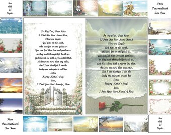 Mother's Day Personalized Gifts ~ Personalized Poems for that Special Sister ~ 20+ Print Styles available