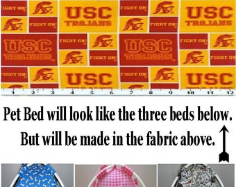 Pup Tent Style Pet Bed for Small Animals USC Trojans Cotton Fabric ~ Large (up to 22 lbs.) ~ Handmade    **Ready to ship next biz day!