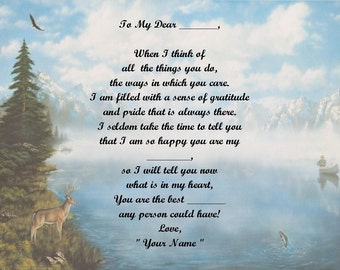 Mountain Deer/Fisherman Personalized Poem Print over 50 Relative Options available for Mother's Day/Father's Day/Christmas/Birthday Gift