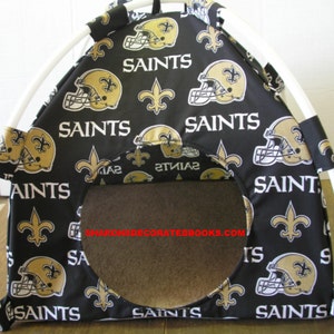 Pup Tent Style Pet Bed for Small Animals New Orleans Saints Cotton Fabric Small up to 12lbs. Large up to 22 lbs. Handmade image 1