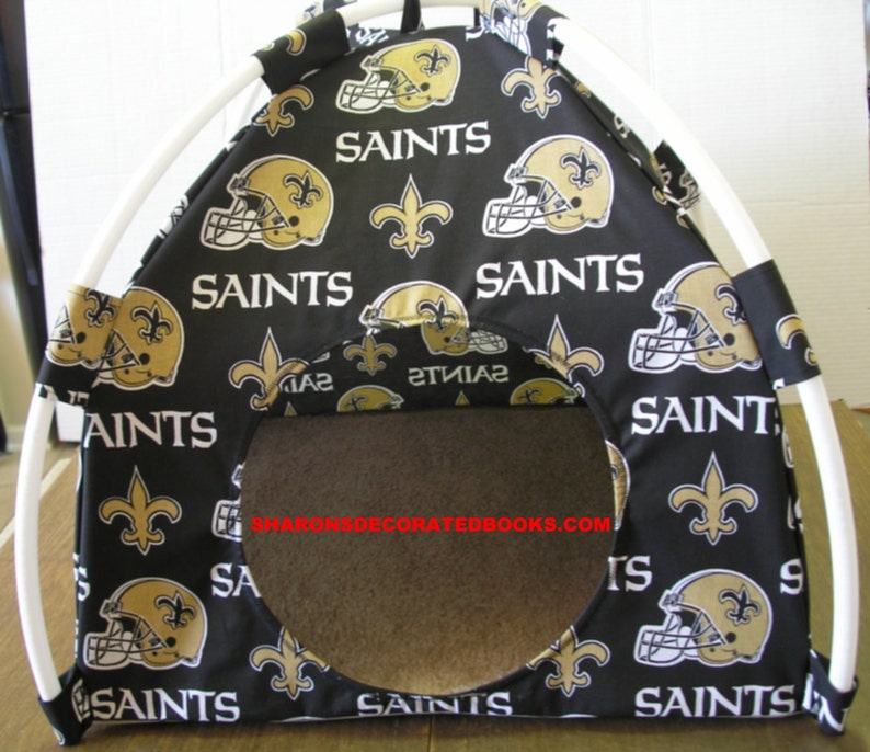 Pup Tent Style Pet Bed for Small Animals New Orleans Saints Cotton Fabric Small up to 12lbs. Large up to 22 lbs. Handmade image 1